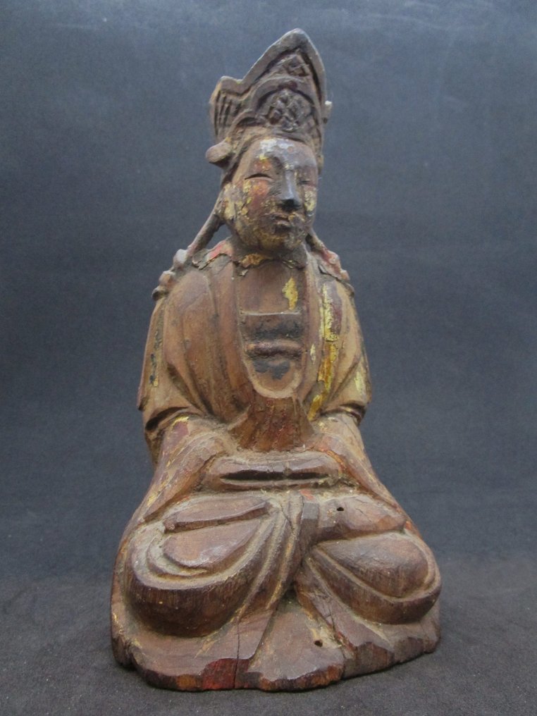 Qing - estátua de madeira - dignitário - Madeira - China - Dinastia Qing (1644 - 1911) #1.1