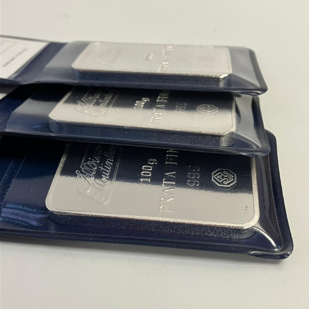 3 x 100 g zilver 999 albino moutinho met certificaat online