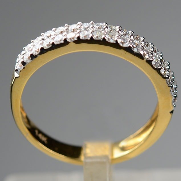戒指 - 14K包金 黄金 钻石  (天然) #2.1