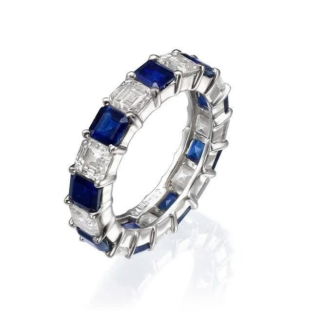 Eternity ring White gold Sapphire - Diamond  #2.1