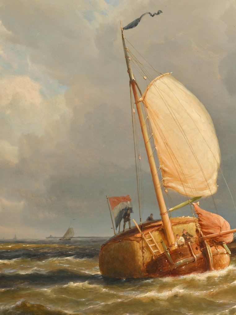 Pieter Cornellis Dommershuijzen (1834-1908) - Dutch fishing vessels by the coast #2.2