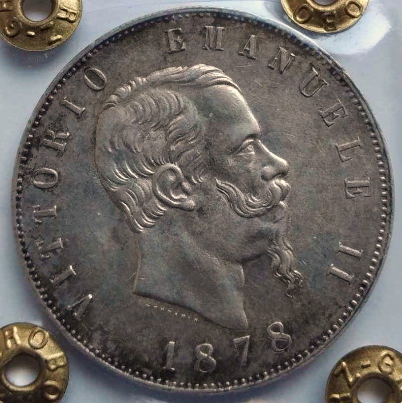 Italien, Kongeriget Italien. Vittorio Emanuele II di Savoia (1861-1878). 5 Lire 1878 #1.2