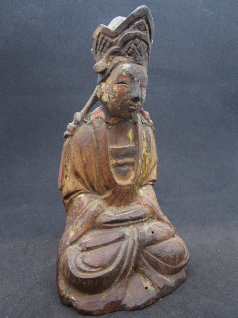 Qing - estátua de madeira - dignitário - Madeira - China - Dinastia Qing (1644 - 1911) #1.2