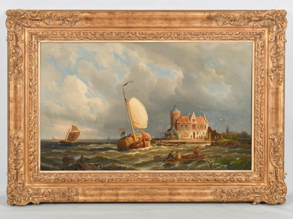 Pieter Cornellis Dommershuijzen (1834-1908) - Dutch fishing vessels by the coast #3.1