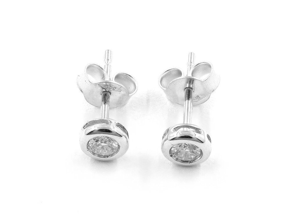 Σκουλαρίκια - 14 καράτια Λευκός χρυσός -  0.22ct. tw. Διαμάντι (Φυσικό)  #1.0