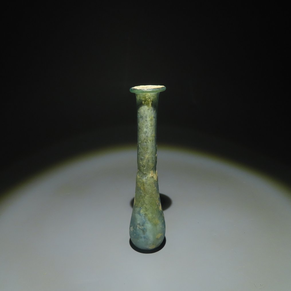 Antikk romersk, Imperium Glass Ungüentarium, 1. - 3. århundre e.Kr. 11 cm Høyde #1.1