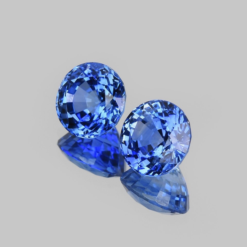 2 pcs [Qualité des couleurs fine] Bleu vif Saphir - 2.24 ct #2.1