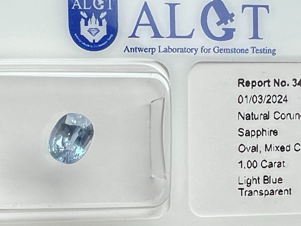 Sininen Safiiri  - 1.00 ct - Antwerpenin jalokivitestauksen laboratorio (ALGT) - 34856047 #2.2