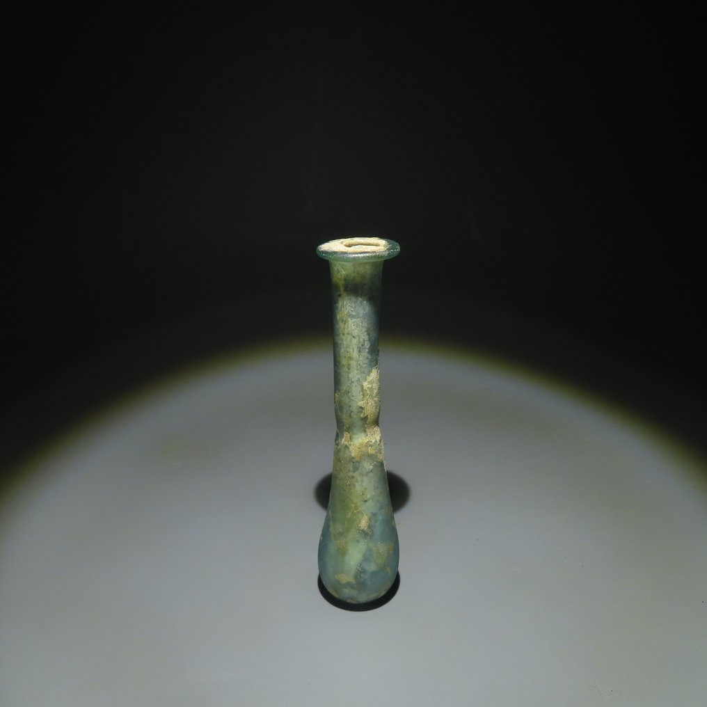 Antikk romersk, Imperium Glass Ungüentarium, 1. - 3. århundre e.Kr. 11 cm Høyde #2.1