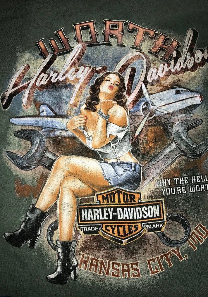 HARLEY DAVIDSON - Motor Cicles - Kansas City (Cartel Publicitario para Taller Mecánico) - Pin Up - Big Size Exposition #1.1