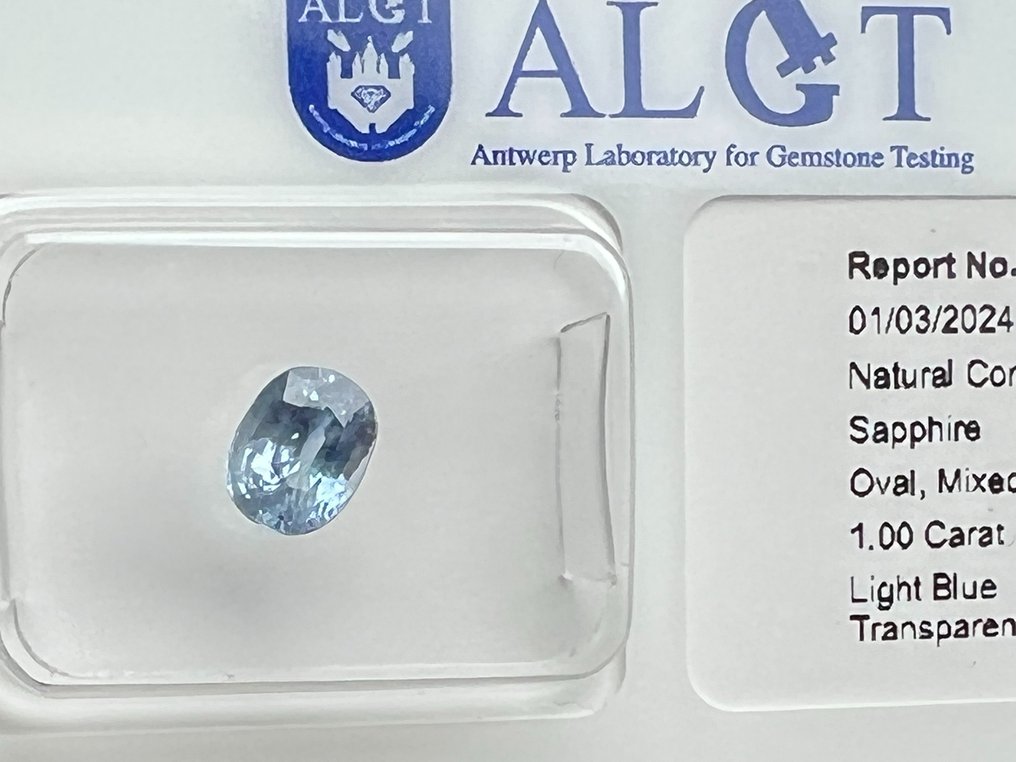 蓝色 蓝宝石  - 1.00 ct - 安特卫普宝石检测实验室（ALGT） - 34856047 #2.3