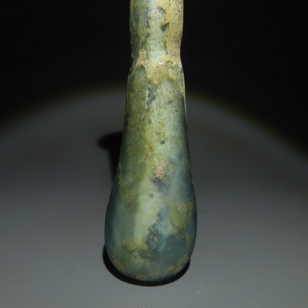 Antikk romersk, Imperium Glass Ungüentarium, 1. - 3. århundre e.Kr. 11 cm Høyde #1.2