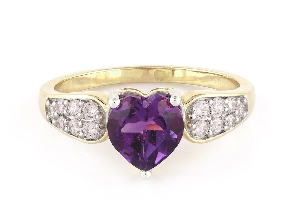 戒指 - 14K包金 黄金 -  1.33ct. tw. 紫水晶 - 钻石 #3.2