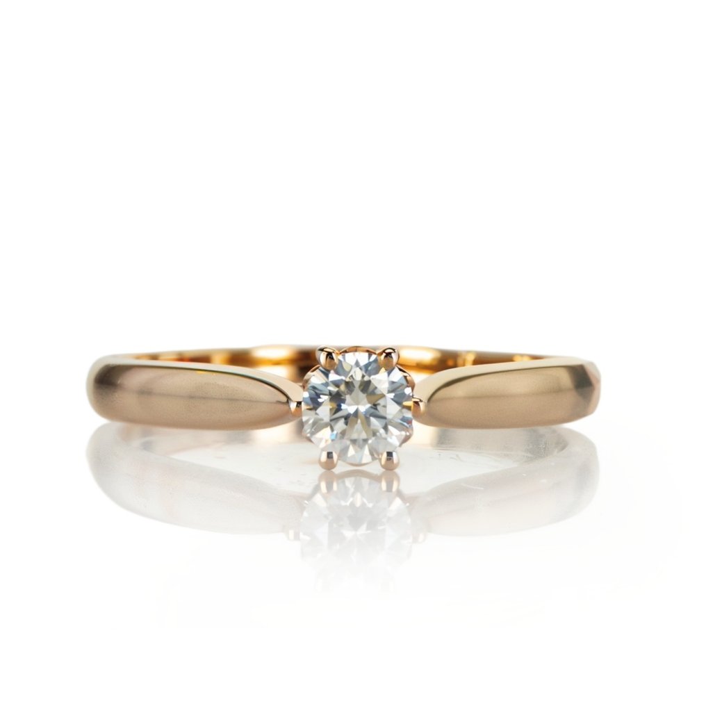 Anel de noivado - 14 K Ouro rosa -  0.28ct. tw. Diamante  (Natural) #2.1