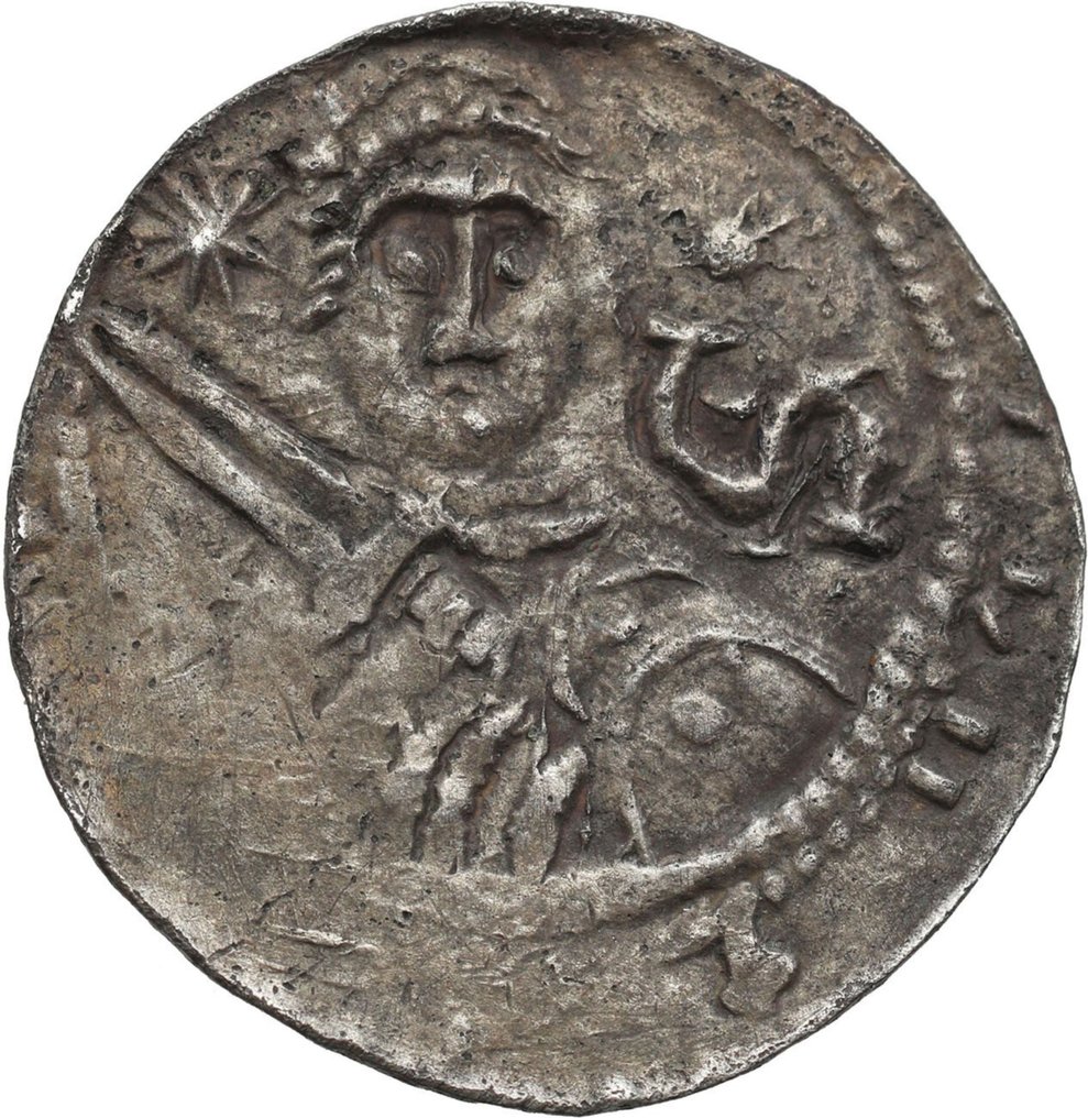 波蘭. Vladislaus II the Exile (1138-1146). Denar (ND) 1138-1146 "Prince with a sword", type with the letter "S" #1.1