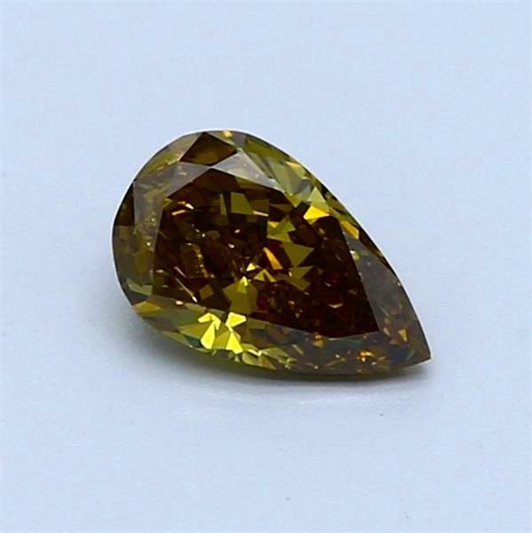 1 pcs Diament - 0.54 ct - gruszkowy - fantazyjny jaskrawy żółtawo-zielony - SI1 (z nieznacznymi inkluzjami) #1.1