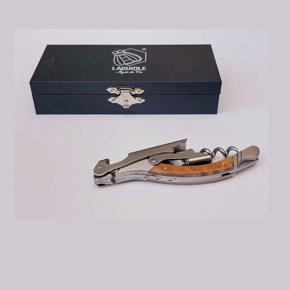 Laguiole - Corkscrew - Olive Wood - style de - Proptrækker - Rustfrit stål #1.0