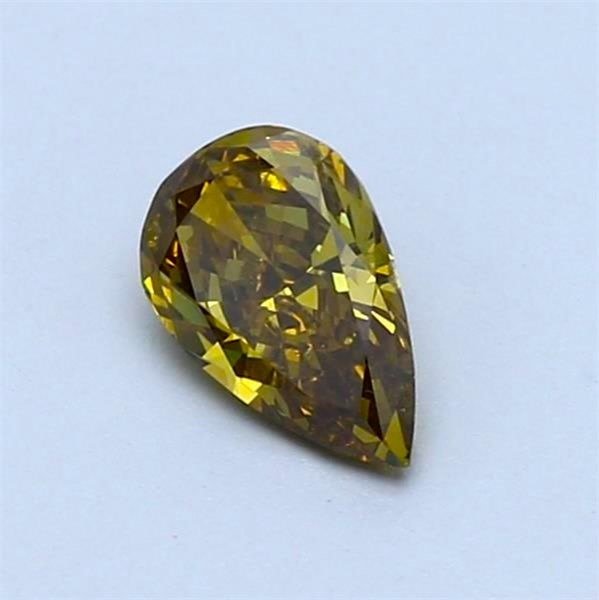 1 pcs Diament - 0.54 ct - gruszkowy - fantazyjny jaskrawy żółtawo-zielony - SI1 (z nieznacznymi inkluzjami) #2.1