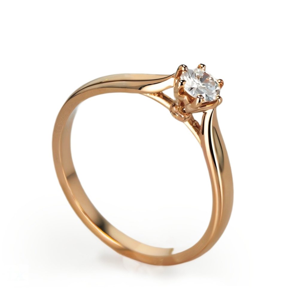 Anel de noivado - 14 K Ouro rosa -  0.28ct. tw. Diamante  (Natural) #1.1