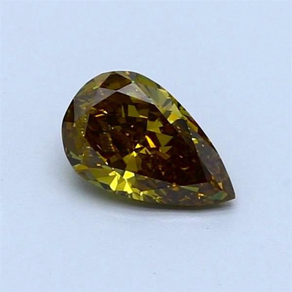 1 pcs Diament - 0.54 ct - gruszkowy - fantazyjny jaskrawy żółtawo-zielony - SI1 (z nieznacznymi inkluzjami) #1.2