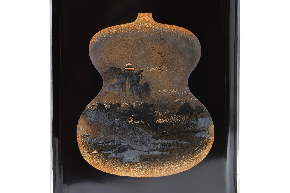 Landscape in Gourd Maki-e Tray by Heian Zohiko 平安象彦 with Original Wooden Box - Tavă - Lemn lacuit #2.2