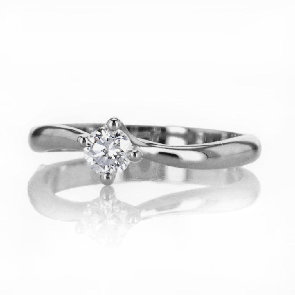 訂婚戒指 - 14 克拉 白金 -  0.24 tw. 鉆石  (天然)  #2.1