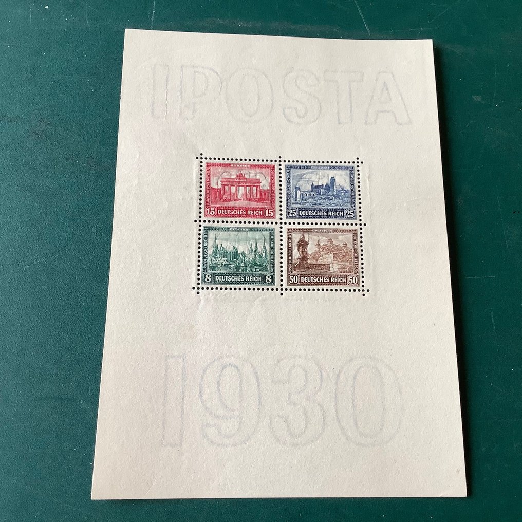 Tyske Kejserrige 1930 - IPOSTA blok med fotocertifikat Schlegel BPP - Michel blok 1 #1.2