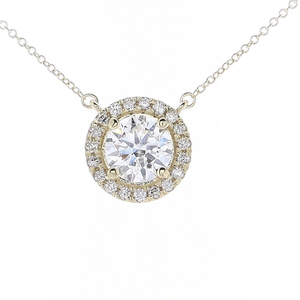 1.27 Tcw Diamonds pendant necklace - Necklace with pendant Yellow gold Diamond  (Natural) - Diamond #1.1