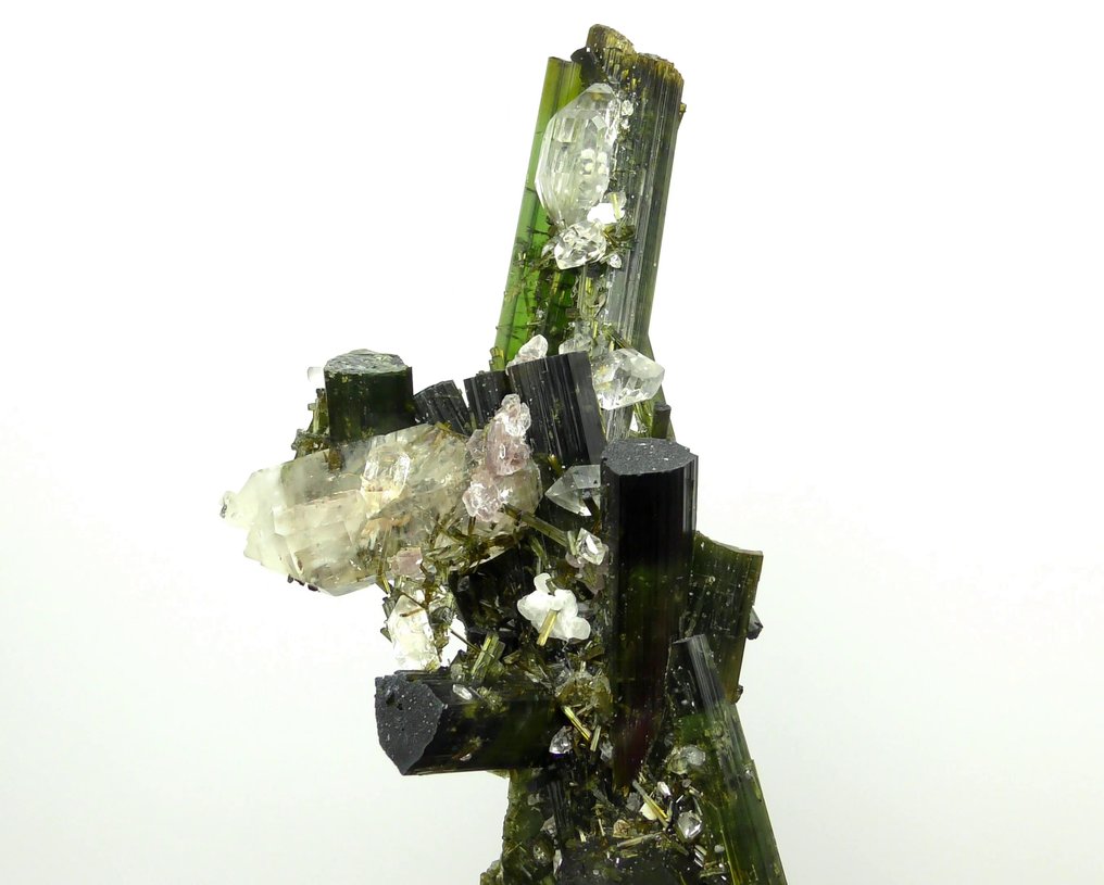 Verdelita turmalina com quartzo, lepidolita e albita (flutuador) - Mina de Pederneira, Minas Gerais, Brasil - Altura: 15.6 cm - Largura: 7 cm- 196 g #2.2