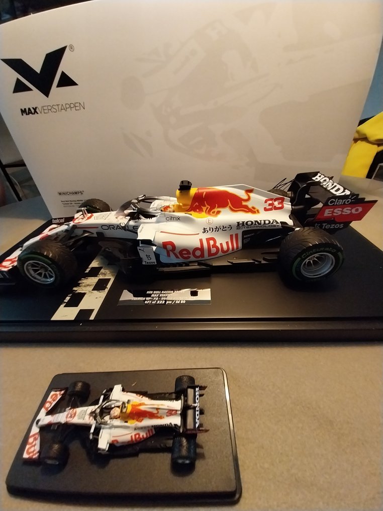 Minichamps 1:12 - Modellino di auto da corsa - Red Bull Max Verstappen - Livrea speciale GP Turchia Arigato #1.1
