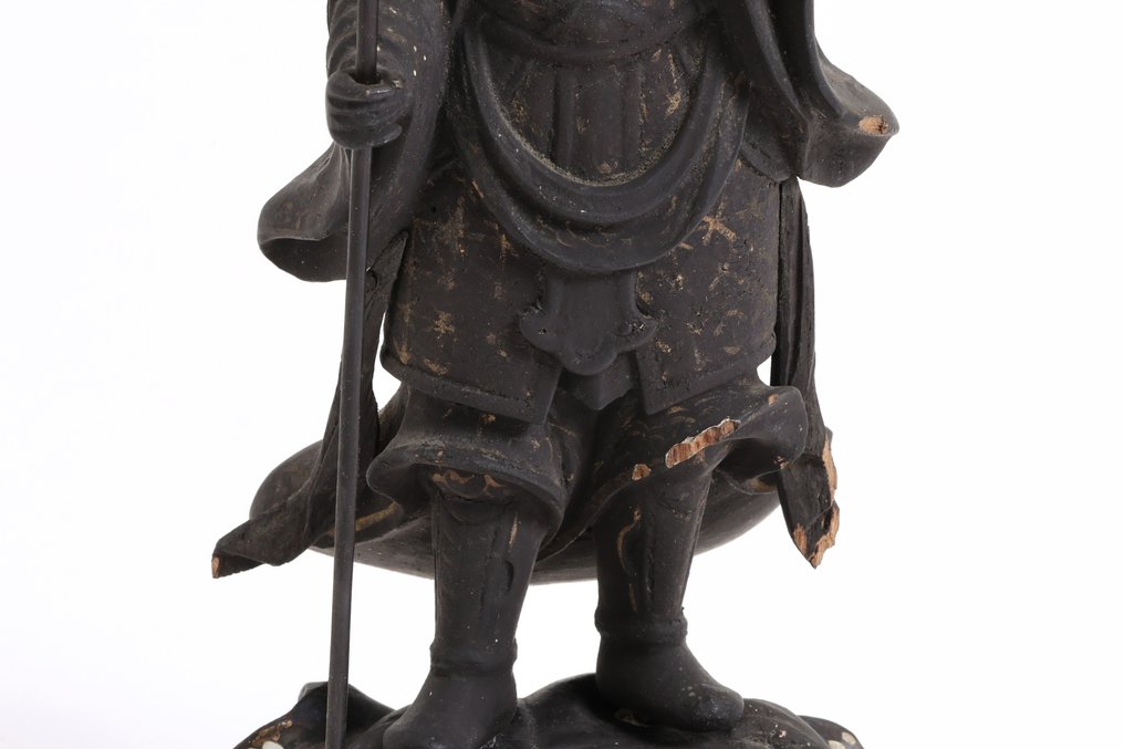 Bishamonten 毘沙門天 Statue - Guardian Deity of Fortune and War - Bois - Japon - 19e siècle / période Meiji #3.2