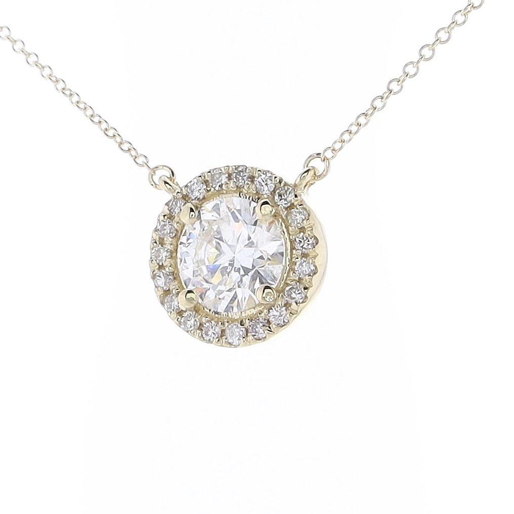 1.27 Tcw Diamonds pendant necklace - Halskæde med vedhæng Gulguld Diamant  (Natur) - Diamant #3.1