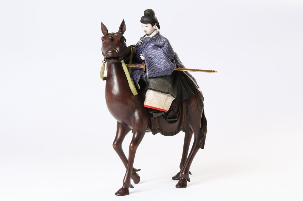 Equestrian Doll 馬上人形 by Maruhei Ooki Doll Shop 丸平大木人形店 with Original Wooden Box  - Bambola - 1910-1920 - Giappone #1.1
