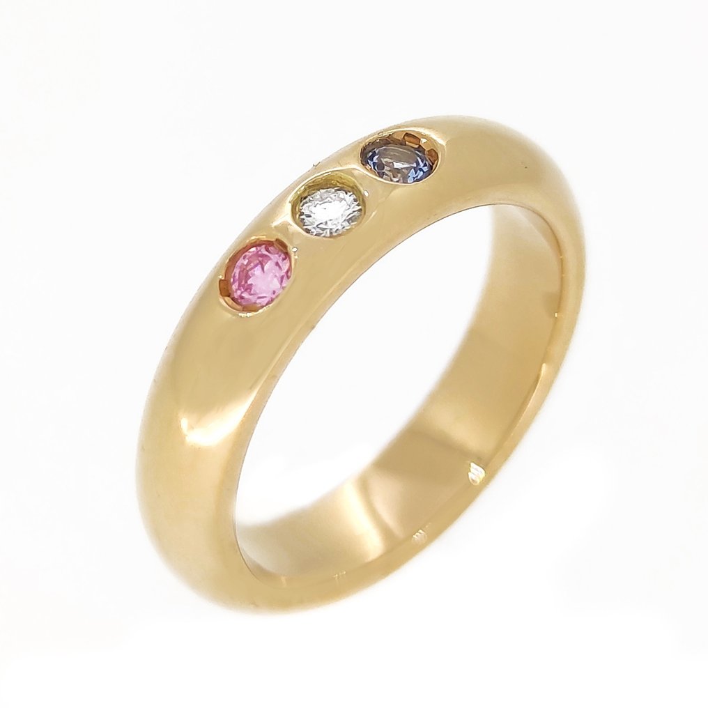 Ring Gult guld, rosékvarts 0,04 Ct - Topaz 0,04 Ct Diamant  (Natural)  #1.2