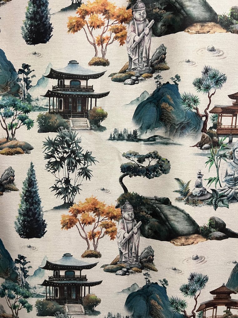 Țesătură rară din bumbac cu tematică de artă orientală - Țesătură tapițerie  - 300 cm - 280 cm #2.2