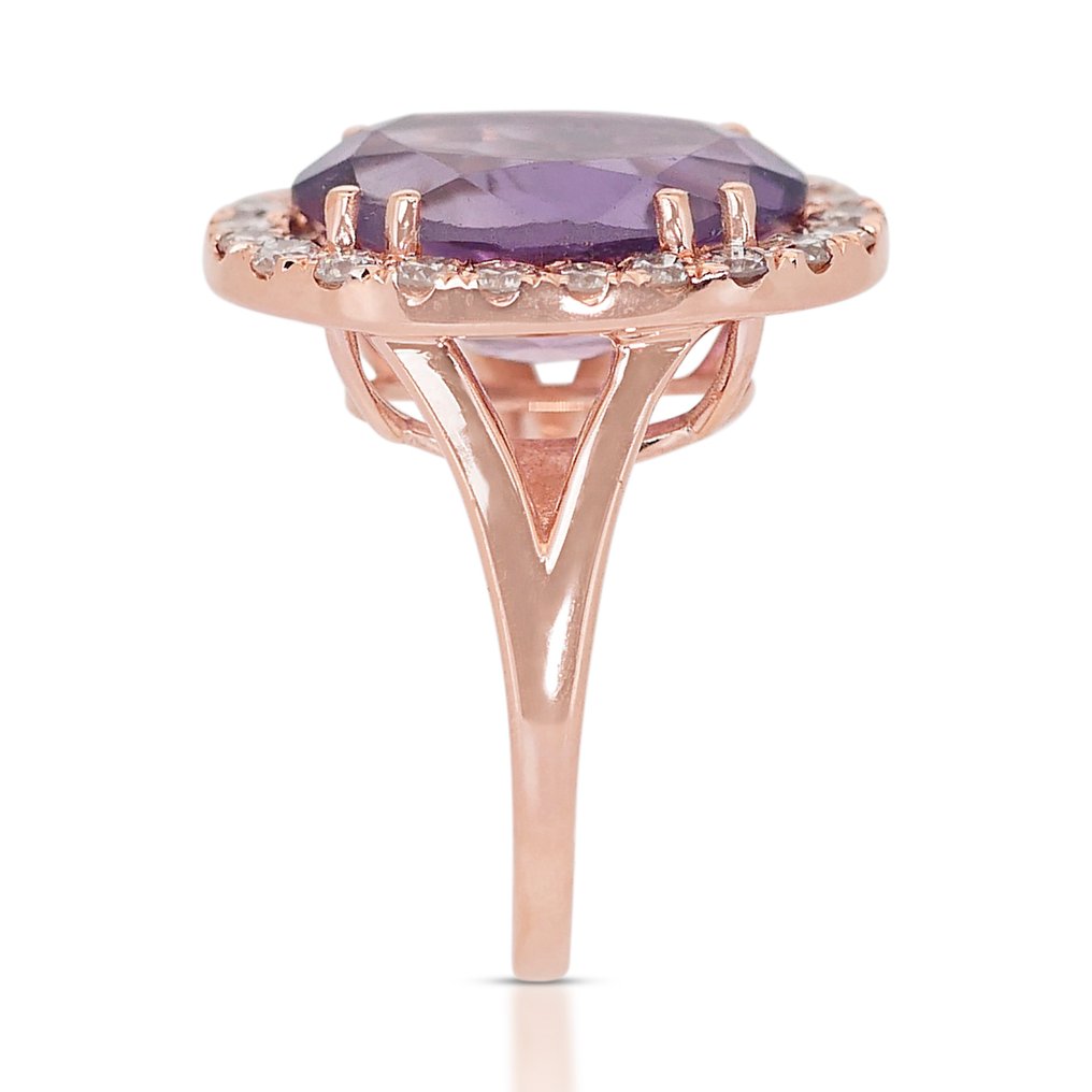 戒指 玫瑰金 紫水晶 - 鉆石 #2.1