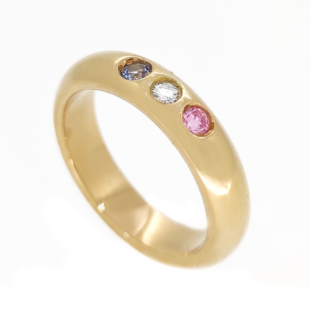 Ring Gult guld, rosékvarts 0,04 Ct - Topaz 0,04 Ct Diamant  (Natural)  #2.1