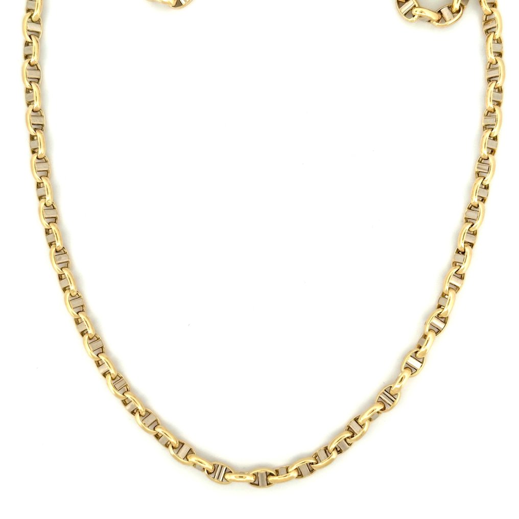 Collana Marinara oro bicolore 18 kt - 8.7 gr - 50 cm - Halsband - 18 kt Vittguld  #1.1