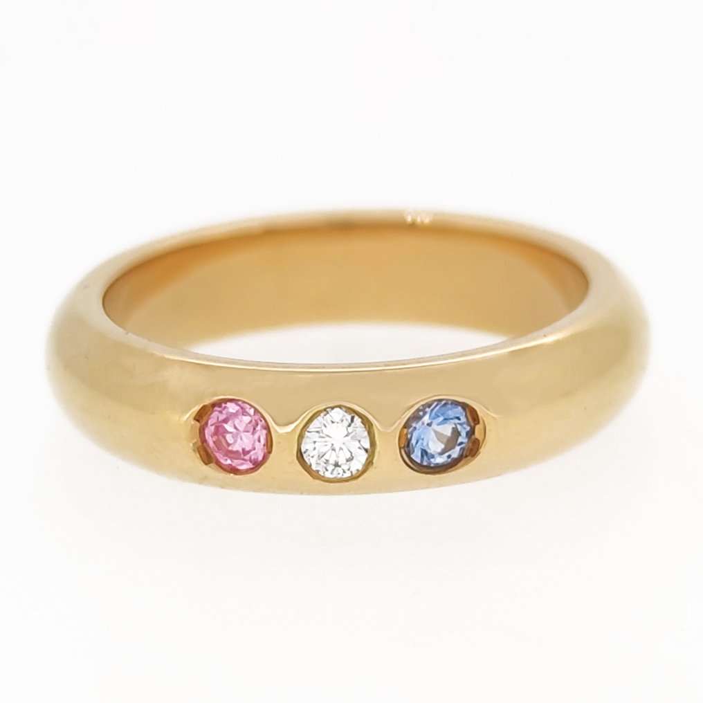 Ring Gult guld, rosékvarts 0,04 Ct - Topaz 0,04 Ct Diamant  (Natural)  #1.1