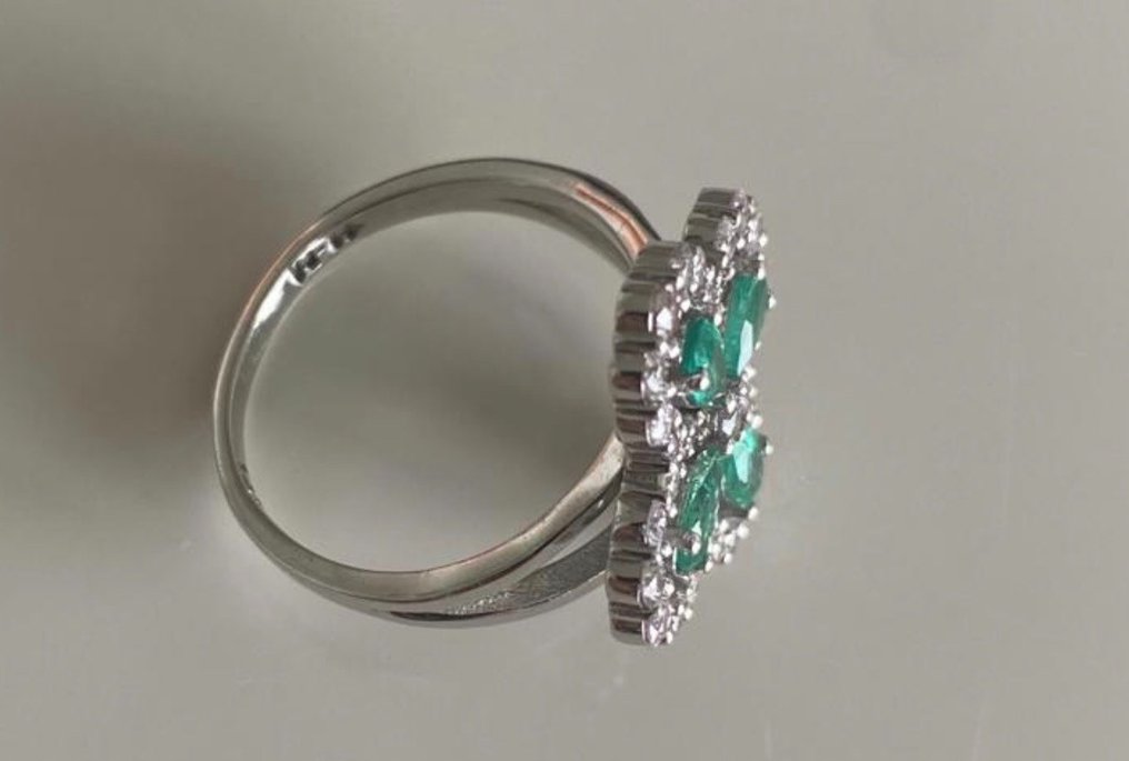 Ring Witgoud Smaragd - Diamant #3.2