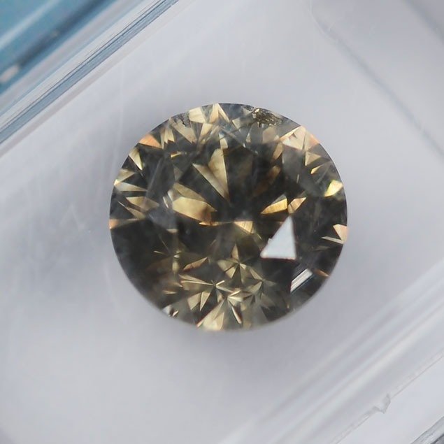 Diament - 2.45 ct - okrągły - fantazyjny jasny żółtawo-brązowy - I1 (z inkluzjami) #1.2