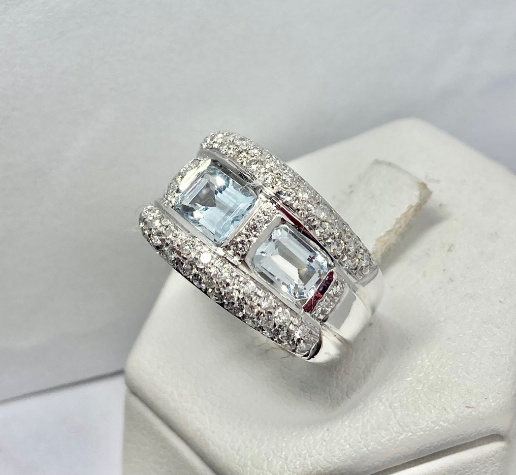 3.65 ct Pala Diamond - Bague Or blanc Diamant - Aigue-marine #3.2
