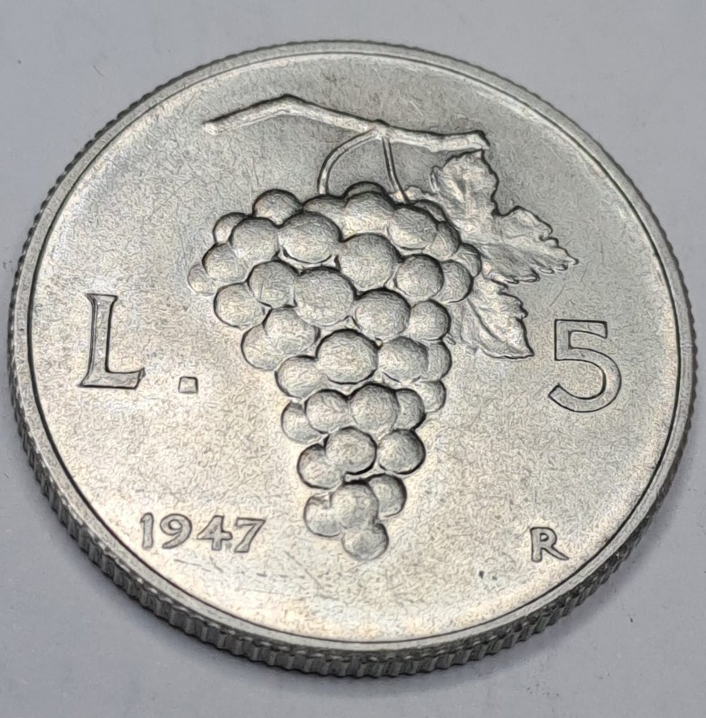 意大利， 意大利共和国. 5 Lire 1947 #1.1