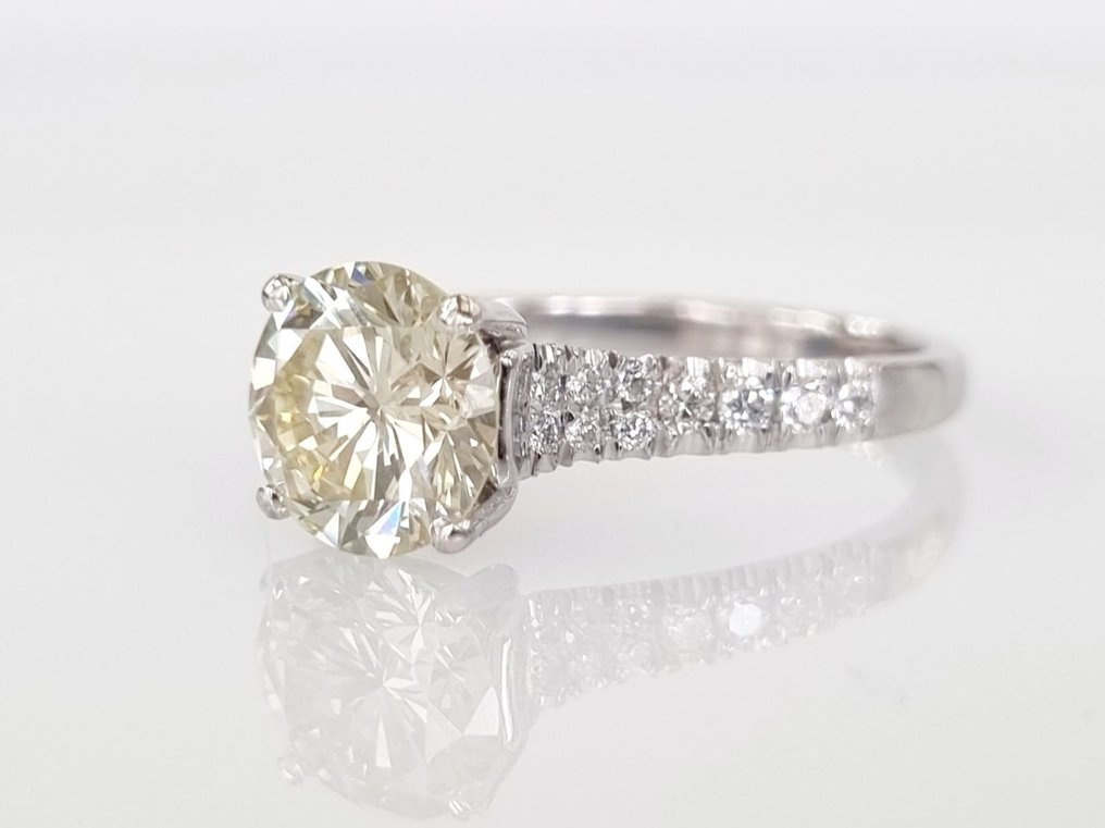 Pierścionek zaręczynowy Białe złoto Diament  (Naturalny) - Diament #3.1