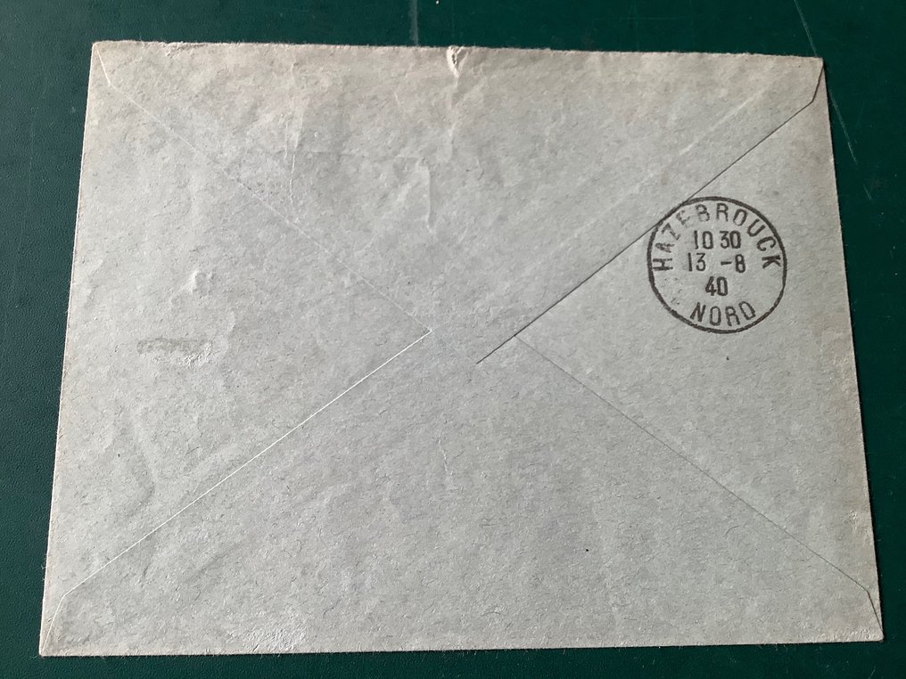 German Empire - Occupation of France (1941-1945) 1940 - Dunkirk: Marschall Foch on letter with rare arrival stamp Hazebrouck - Michel 174 #3.1