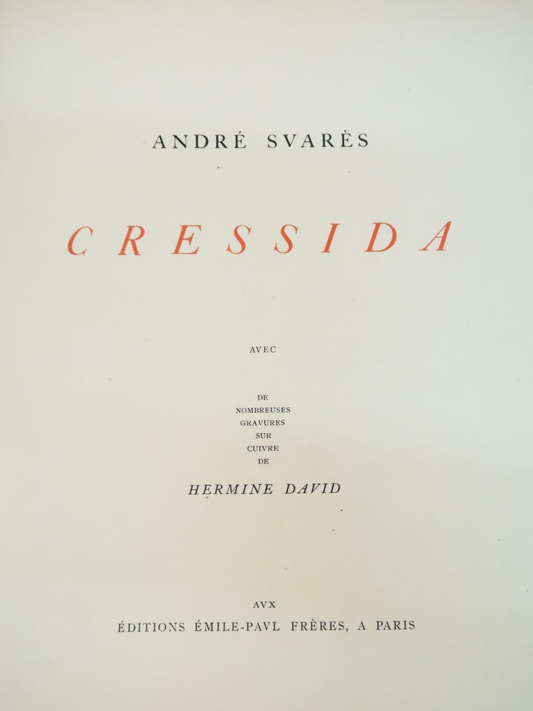 André Suarès / Hermine David - Cressida [1/25 sur Japon avec Suite] - 1926 #1.2