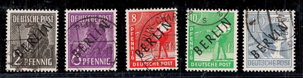 Berlim 1948 - Sobreimpressão preta Berlin completamente estampada e testada Schlegel BPP - Michel 1-20 #2.1