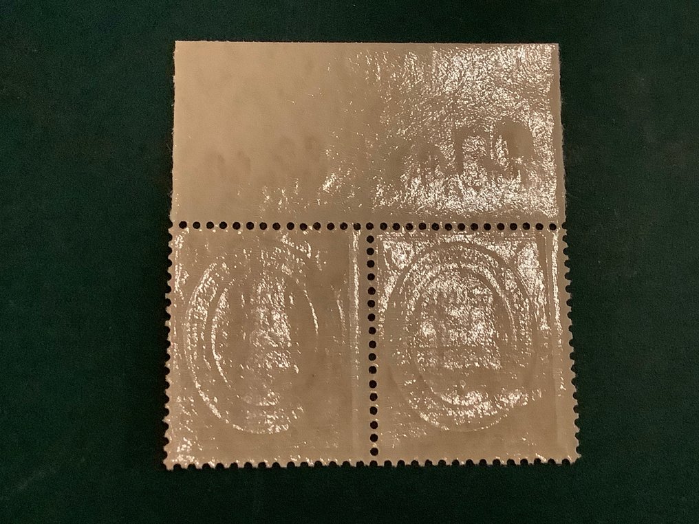 Impero tedesco 1900 - Allenstein: francobollo da 40Pf non emesso in coppia con bordo del foglio superiore - Michel I POR #2.2