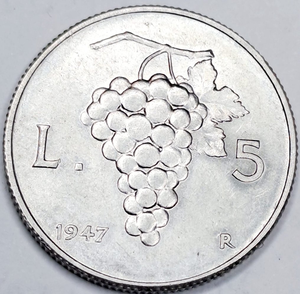 Italia, Italian tasavalta. 5 Lire 1947 #2.1
