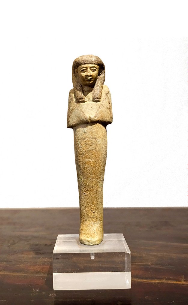 Muinainen Egypti, myöhäinen kausi Turkoosi fajanssi Anepigrafinen Ushabti - 10.5 cm #1.1
